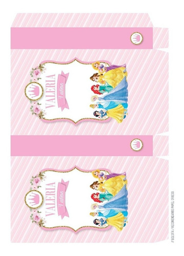 Kit Imprimible Princesas Disney Rosa Glitter Decoración W3