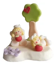 Comprar Adorno De Torta Angelitos Beba 1 Año Bautismo Porcelana Fría