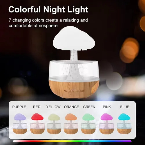 Difusor De Luz Nocturna Con Lluvia De Nubes De 7 Colores Par