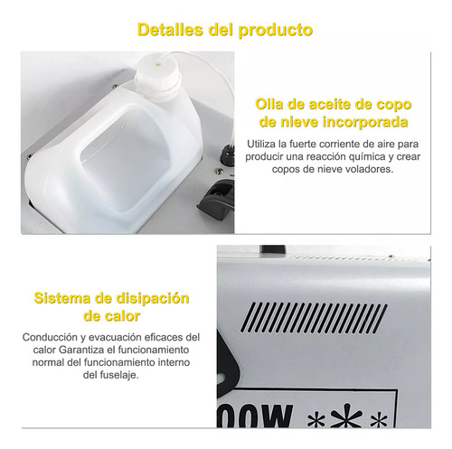 Maquina De Nieve Artificial 1500w Cntrl Inalámbrico Nieve Con Mando A Distancia Para Navidad Boda, Niños, Fiesta, Efecto Escénico