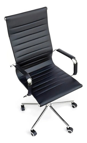 Silla Lejaim Escritorio Oficina Ergonómica Pc Cuero Sintético Altura Regulable Con Pistón Neumático Respaldo Medio Con Leve Curvatura Lumbar Base Giratoria 360°