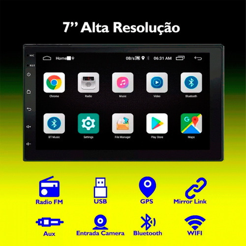 Central Multimidia Mp5 7 Pol Android 13 Ios Gps Sd Bluetooth
