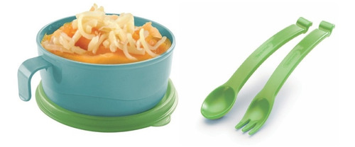 Set Alimentación Bebés Bowl Con Asa Y Cubiertos Tupperware