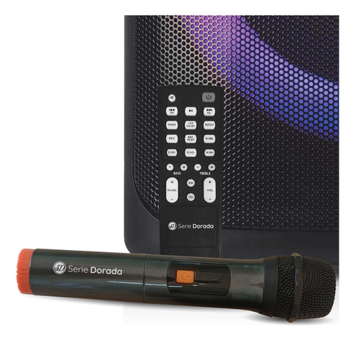 Parlante Portatil Recargable Multimedia Serie Dorada Sd-210 Tecnología Tws Conexión Inalámbrica Bt Puerto Usb Tarjeta Microsd Batería De Litio Función Karaoke Micrófono Incluido