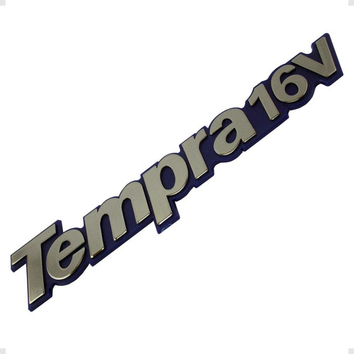 Emblema Letreiro Tempra 16v Cromado Com Fundo Azul
