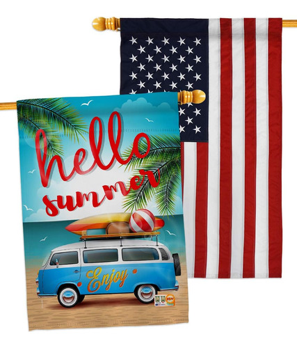 Breeze Decor Hello, Enjoy Bus House Bandera Pack Verano En