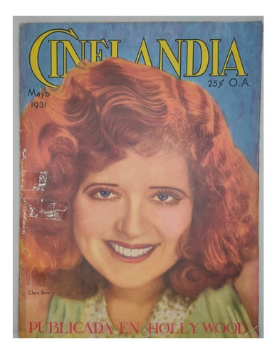 Revista Cinelandia Clara Bow 1931, Con Publicidad Antigua