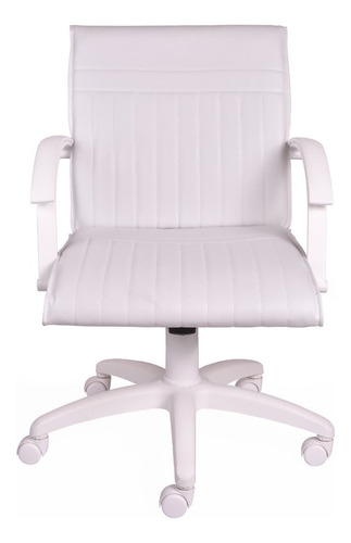 Silla de escritorio de Outlet Malbec bajo gamer ergonómica  blanca con tapizado de cuero sintético
