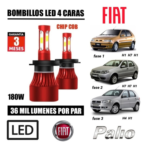 Bombillo Led 4 Caras De 36 Mil Lumenes 180w Fiat Palio