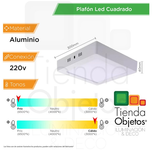Imagen 2 de 10 de Plafon Panel Led Cuadrado Cálido Frío 24w 2000lm Full