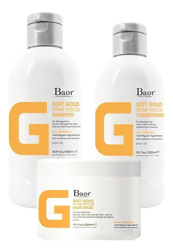 Baor Kit Soft Gold Shampoo + Acondi. + Hair Mask