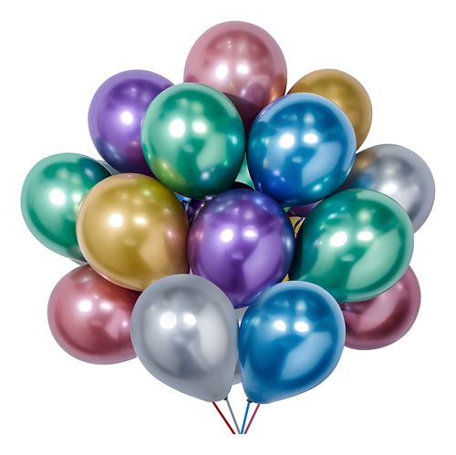 Globos Cromados Metálicos X 25 Unidades Color Azul