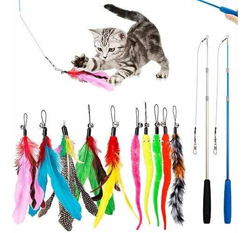 Juguete - Jiaron Feather Teaser Cat Toy, 2 Piezas De Juguete