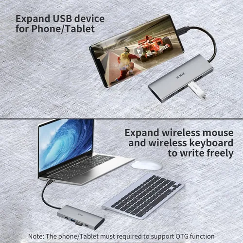 Ssk Hub Usb C De 10 Gbps, Adaptador Multipuerto 4 En 1 Super
