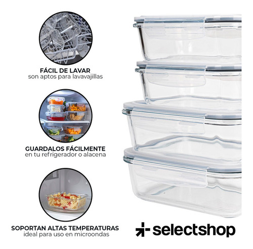Set 12 Contenedores 24pzs Tóper De Vidrio Hermético Con Tapa Selectshop