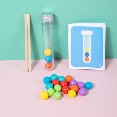 Test Tube Play Con 21 Abalorios Y Palillos, Cuenta De Madera