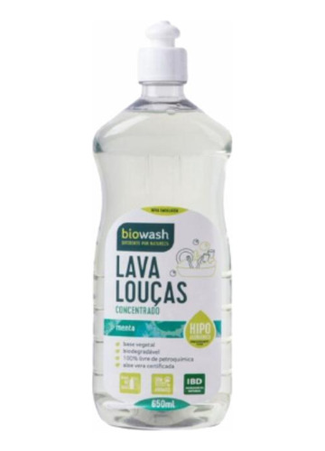 Kit 3x: Detergente Lava Louças Menta Biowash 650ml