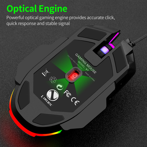 Ratón Ergonómico Con Cable Usb Con Dpi Ajustable Y Colorido