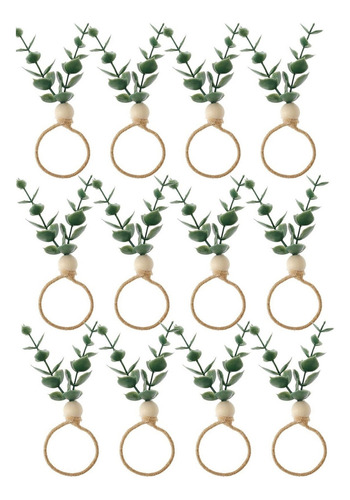12 Pcs Anillos Para Servilletas De Imitación De Hojas Verdes