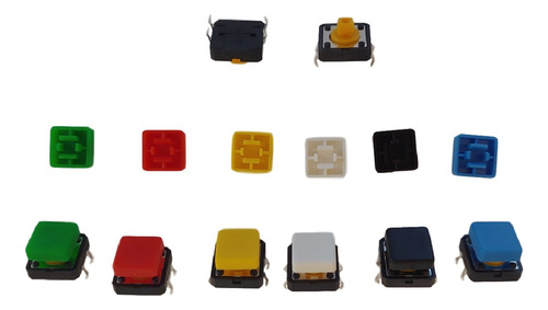 Kit 80 Push Button Chave Táctil Com Capa Quadrada Arduino