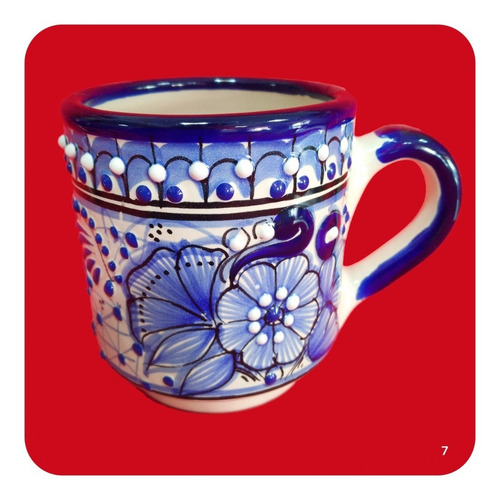 Imagen 6 de 10 de 3 Tarros De Talavera Poblana Azul Diseño Especial 450ml Tz