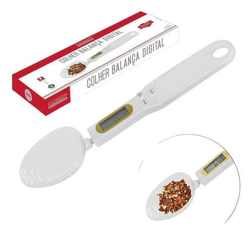 Balança Digital Cozinha Colher Nutri Precisão Gourmet Cor Branco