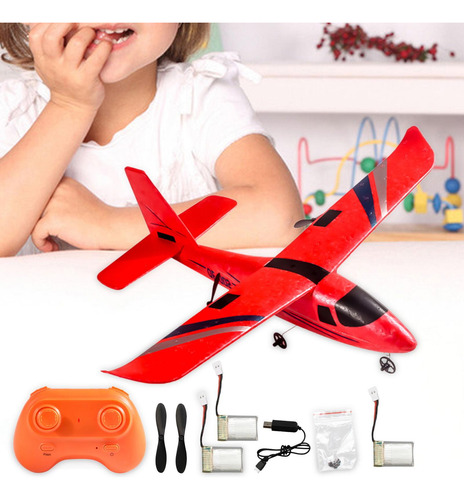 Avión Rc De 2 Canales Listo Con Hélices, 3 Baterías Rojas