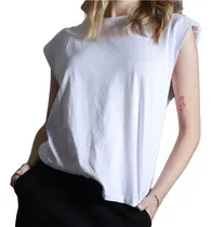 Comprar Remera Musculosa Con Hombreras Jersey Tendencia Casual Sexy