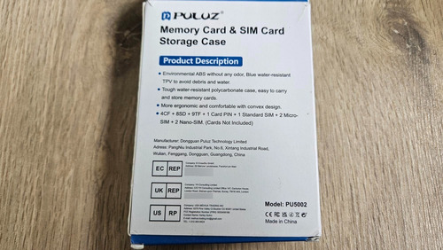 Estuche Porta Multi Memorias Puluz Sd Tf Cf Sim Impermeable Negro