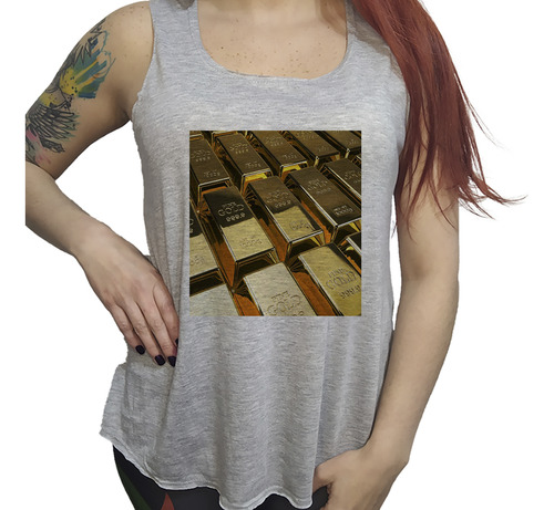 Musculosa Dama Oro Gold Barra Lingotes Dinero Dorado P4