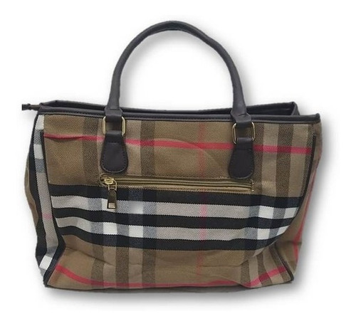 Imagen 2 de 6 de Bolso De Dama Diseño Tipo Franela Cuadros Café Vel4gt30
