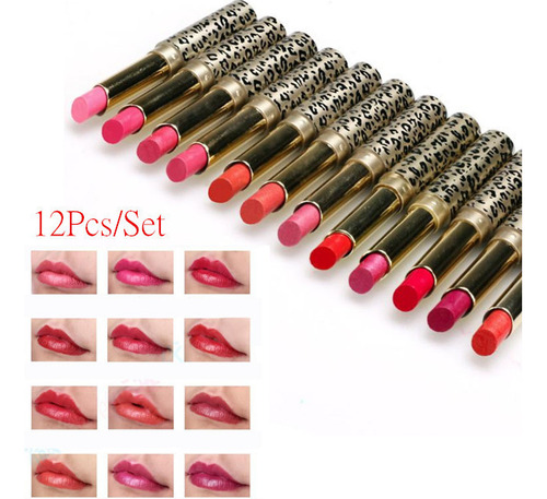 Tinte Labial K, 12 Unidades, Lote De Maquillaje Leopard Mois
