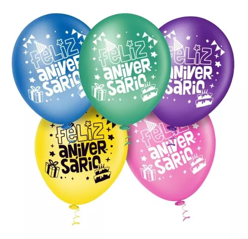 50 Unidades - Balão - Bexiga Feliz Aniversário Colorido