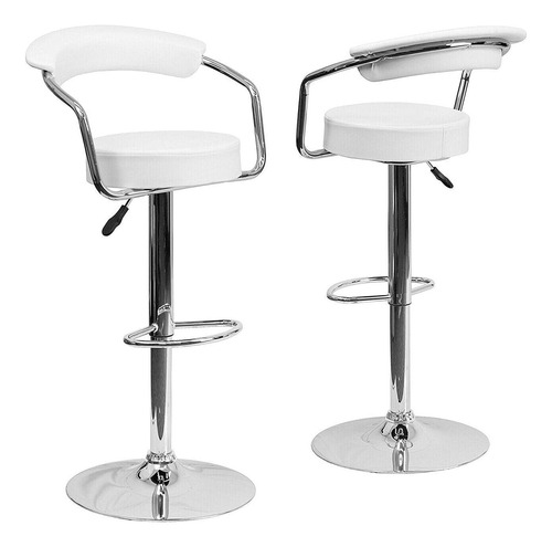 Oferta X 2 Butacas Cuero Blanco Banquetas Bar Cocina Banco