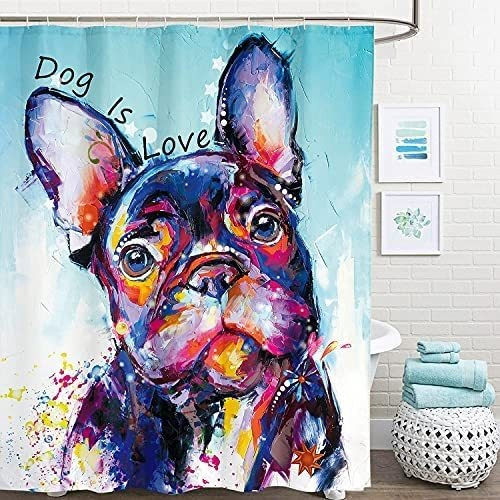 Imagen 1 de 5 de Miyotaa Dog Funny Abstract Oil Painting Shower Curtain Set 6