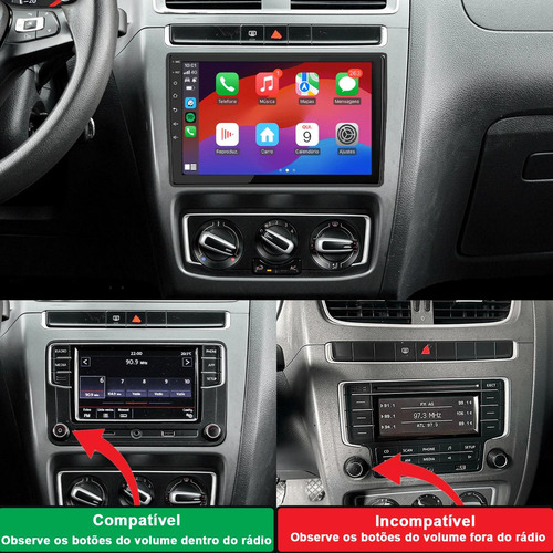 Kit Multimidia 9p Carplay Vw Fox 16 17 18 19 20 21 + Camera