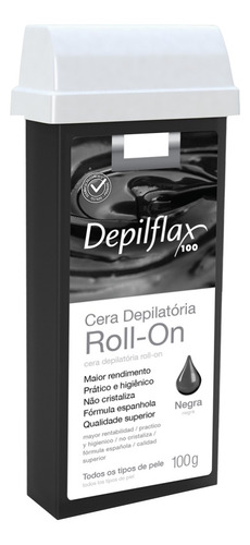 3un Cera Refil Roll On Negra 100g Depilação Depilflax