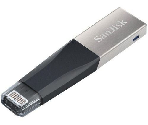Memoria USB SanDisk iXpand Mini 128GB 3.0 negro y plateado
