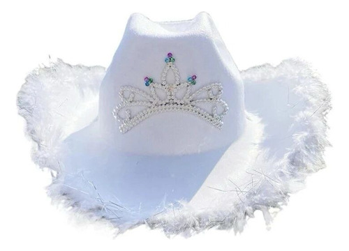 Sombrero De Vaquero Oeste Mujer Con Plumas Tiara 