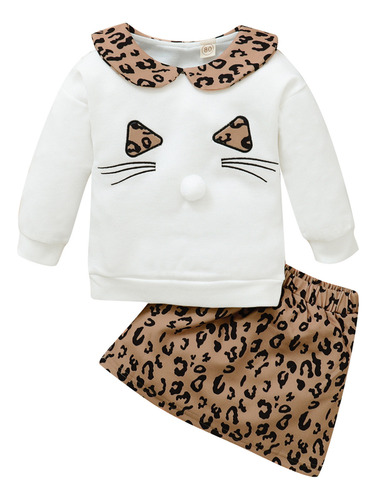 Sudadera Tipo Jersey Para Niñas Y Trajes De Falda De Leopard