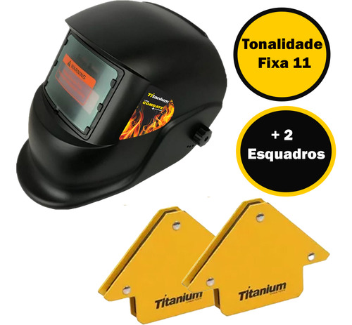 Kit Com Máscara De Solda Auto. + 2 Esquadros 12kg Titanium