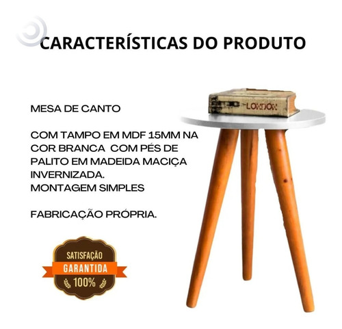 Mesa De Canto Pé Palito Redonda Decorativa Sala De Estar