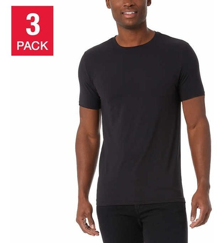 Camiseta Primera Capa Hombre Negra Manga Corta 3 Unidades