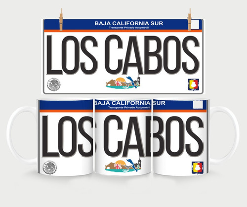 Los Cabos B.c.s. Taza Café Placa Vehicular Souvenirs Mex