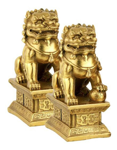 2 Figuras De Leones Guardianes De , Decoración 5cmx4cmx7cm