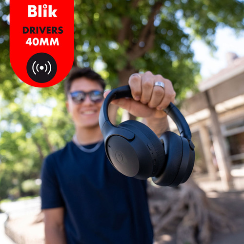 Audifonos Bluetooth Blik Essence700 Cancelación De Ruido 45 Hrs Over ear cómodos con calidad de sonido y bajos profundos incluye estuche, diseño versátil y plegables y entrada de conexión AUX