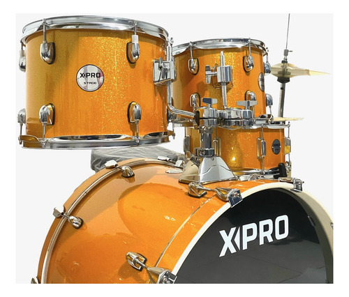 Bateria Completa Xpro Stage Sparkle Com Peles Evans