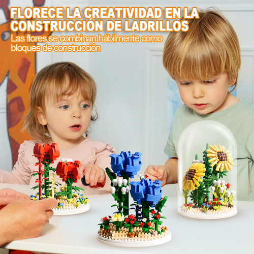 868 Pcs Bloques De Construcción De Bonsái Flores De Plantas Rosa Azul