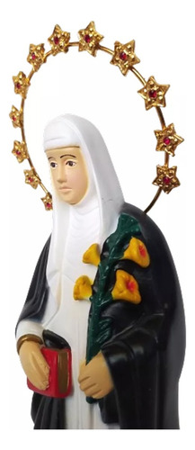 Imagem De Santa Catarina De Sena 25 Cm Resplendor Pedras Cor Pintura A Mão