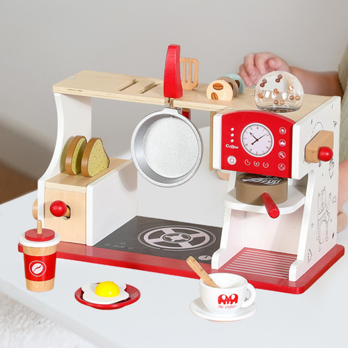 Cafetera Para Niños,juguetes De Madera Para Rojo